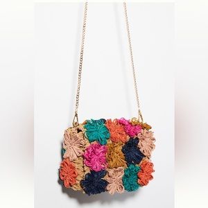 Anthropologie Rafia Floral Purse